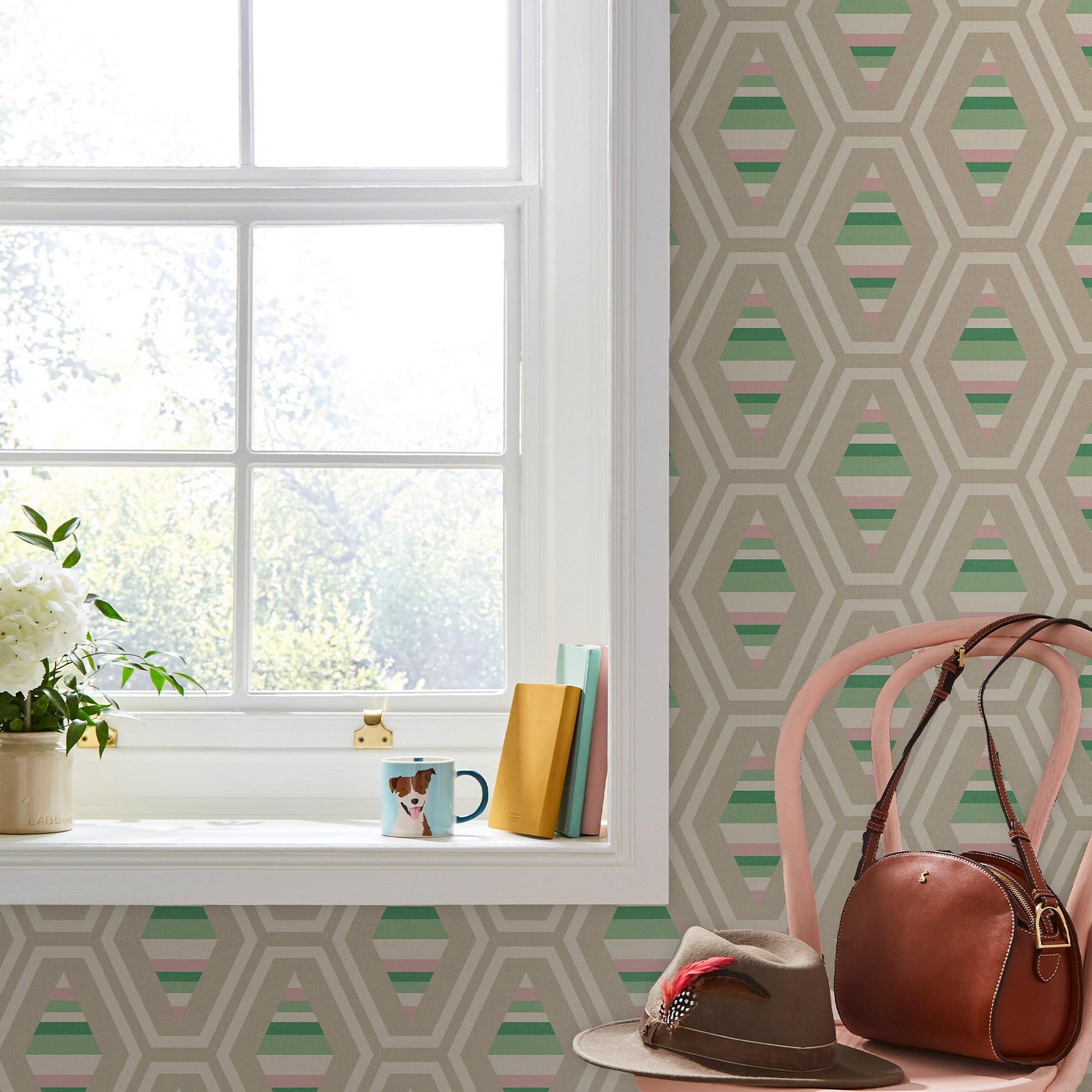 Hallaton Kilim Geometric Wallpaper 118581 By Joules In Garden Greens